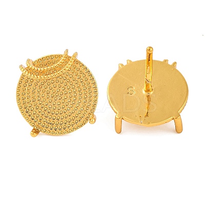 Brass Stud Earring Findings with Round Tray KK-G502-19B-G-1