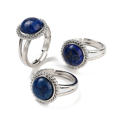 Natural Lapis Lazuli Round Adjustable Rings RJEW-K271-02P-04-1
