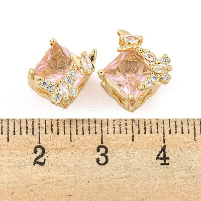Rack Plating Brass Micro Pave Clear Cubic Zirconia Beads KK-F089-35G-02-1