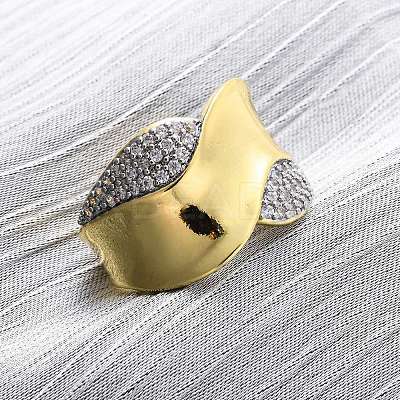 Brass Micro Pave Cubic Zirconia Adjustable Cuff Rings for Women RJEW-U053-08G-1