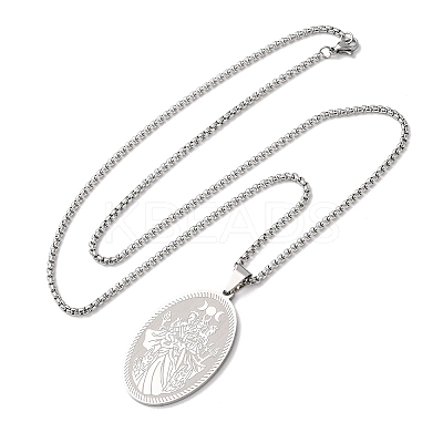304 Stainless Steel Pendant Necklaces NJEW-B153-02C-P-1
