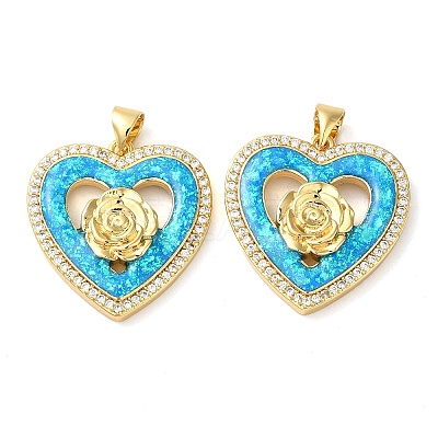 Rack Plating Brass Micro Pave Cubic Zirconia Pendants KK-P268-11A-G-1