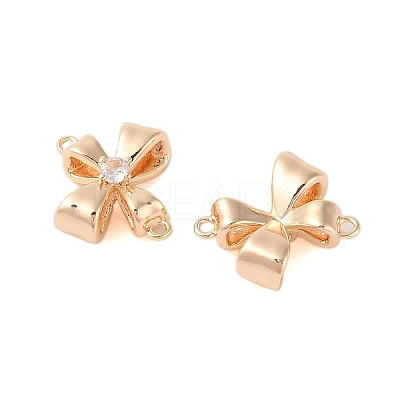 Brass Pave Clear Glass Connector Charms KK-N254-58G-1