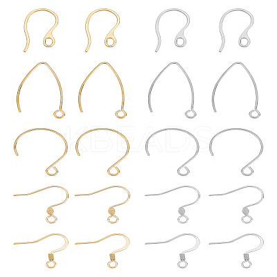 20Pcs 10 Styles 304 Stainless Steel Earring Hooks STAS-LP0001-55-1
