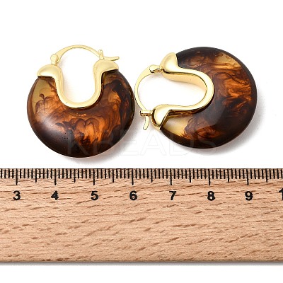Brass Resin Hoop Earrings EJEW-P333-11C-G02-1