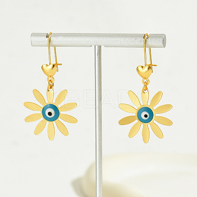 Classic Fashionable Alloy Dainty Daisy with Evil Eye Hoop Earrings YK6295-1