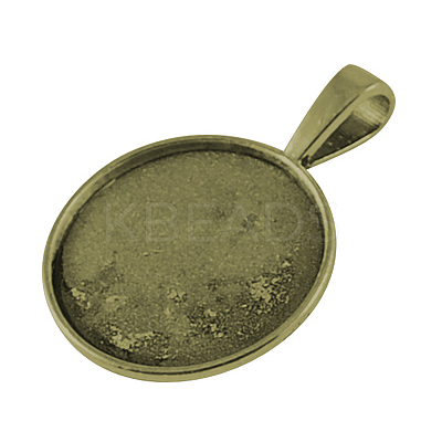Tibetan Style Alloy Pendant Cabochon Settings X-TIBEP-20474-AB-FF-1
