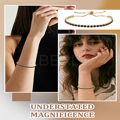 1Pc Brass Micro Pave Cubic Zirconia Slider Bracelets for Women BJEW-LP0001-16-1