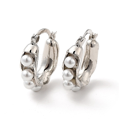ABS Imitation Pearl Beaded Thick Hoop Earrings EJEW-F288-03P-1