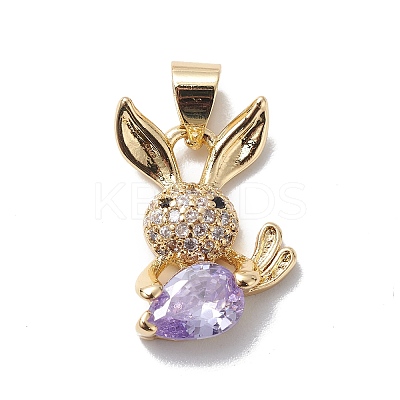 Rack Plating Brass Cubic Zirconia Charms KK-E003-36G-1