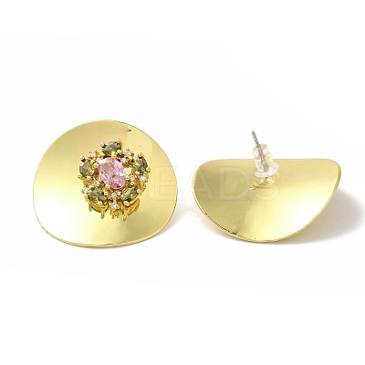 Rack Plating Brass Micro Pave Clear Cubic Zirconia Stud Earrings EJEW-B062-08A-GP-1