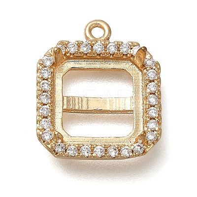 Rack Plating Brass Micro Pave Clear Cubic Zirconia Square Pendant Cabochon Settings For Fancy Stones LS-KK-NH0001-17KCG-1