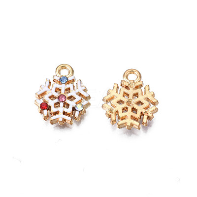Christmas Rack Plating Alloy Enamel Pendants ENAM-N055-129-1