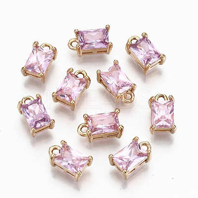 Brass Glass Rhinestone Pendants GLAA-S179-21G-RS-1