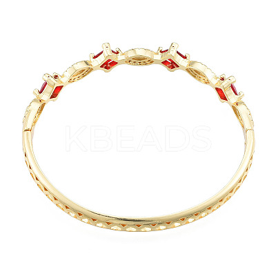 Cubic Zirconia Rhombus & Horse Eye Hinged Bangle BJEW-N012-046-1