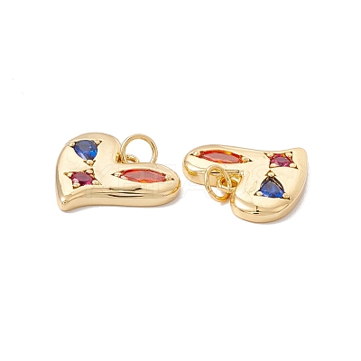 Rack Plating Brass Micro Pave Colorful Cubic Zirconia Pendants ZIRC-C040-37G-1