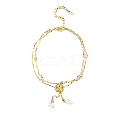 Ion Plating(IP) 304 Stainless Steel Anklets AJEW-H148-05G-1