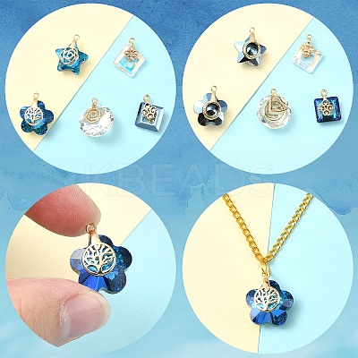 5Pcs 5 Styles Electroplate Glass Charms FIND-YW0005-47-1