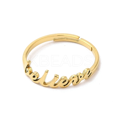 Ion Plating(IP) 304 Stainless Steel Word Adjustable Ring RJEW-L107-026G-1