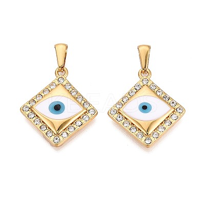304 Stainless Steel Rhinestone & Enamel Pendants STAS-T072-84A-G-1