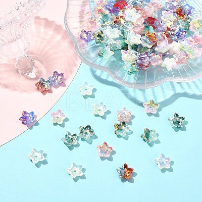 100Pcs 6 Colors Electroplate Two Tone Transparent Resin Beads RESI-CJ0005-28-1