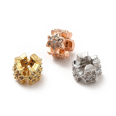 Rack Plating Brass Micro Pave Cubic Zirconia Spacer Beads KK-C010-32-1