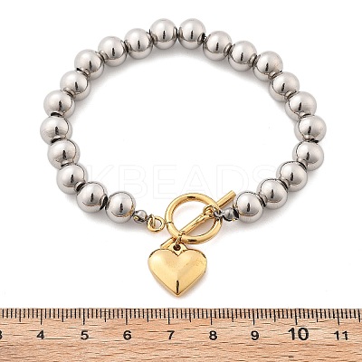 304 Stainless Steel Beaded Stretch Bracelets for Women BJEW-C089-06GP-1