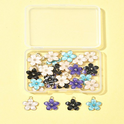 30Pcs 5 Colors Alloy Enamel Pendants ENAM-FS0002-07-1