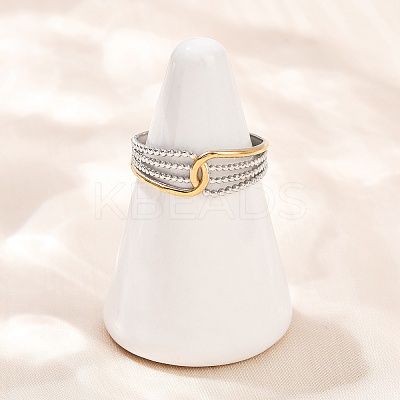 304 Stainless Steel Double Color Cuff Rings RJEW-S635-01GP-07-1
