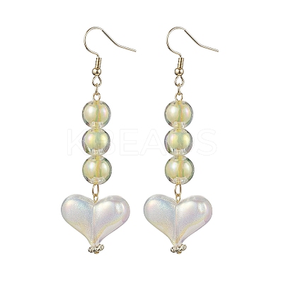 Round & Heart Acrylic Beads Bracelet & Dangle Earring Set SJEW-JS01301-1