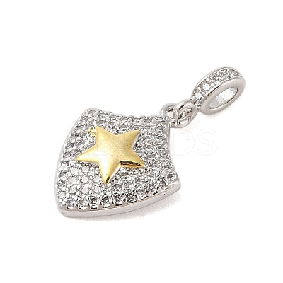 Rack Plating Brass Micro Pave Clear Cubic Zirconia Pendants KK-S380-37A-P-1