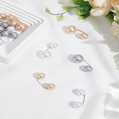 12Pcs 6 Styles Double Round Imitation Pearl Brooch JEWB-LP0005-03-1