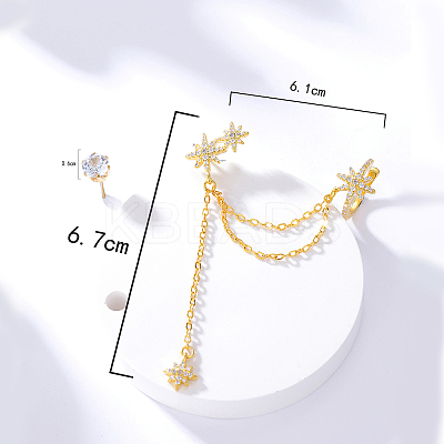 Exquisite and Stylish Zircon Flower Tassel Earrings Set for Women. FC0702-1