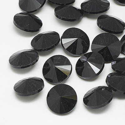 Pointed Back Glass Rhinestone Cabochons X-RGLA-T086-14mm-02-1