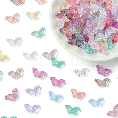 100Pcs Transparent Spray Painted Glass Beads GLAA-YW0005-09-1