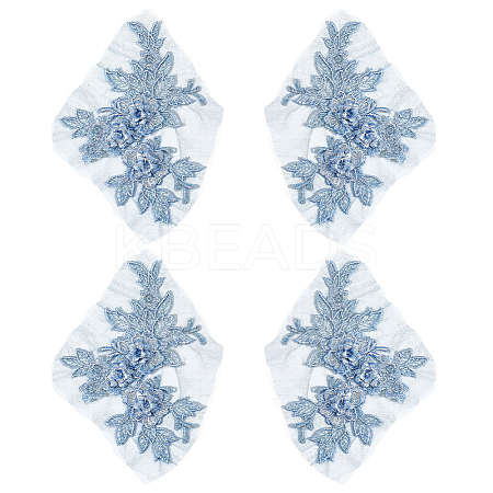 Flower Shape Polyester Embroidery Sew on Flower Appliques LS-DIY-WH20032-60B-1