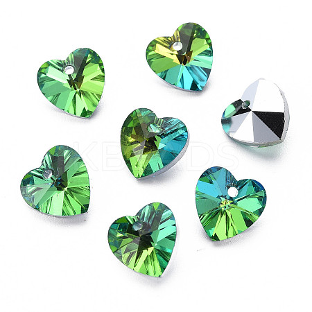 Heart Electroplated Glass Charms EGLA-N006-012A-1