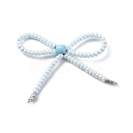 Alloy & Glass Seed Beads Bowknot Chandelier Component Links PALLOY-D359-03E-1