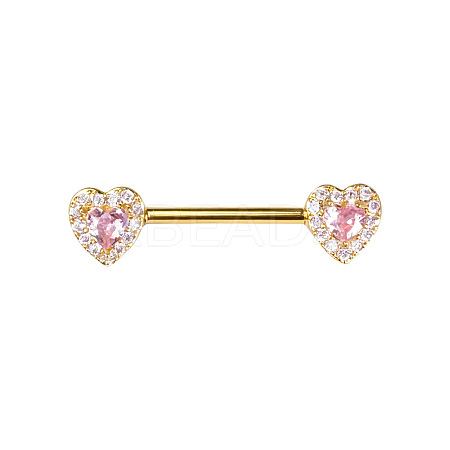 Brass Rose Rhinestone Heart Barbell Nipple Rings FS-WGE2017-02-1