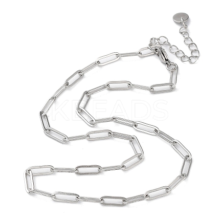 304 Stainless Steel Paperclip Chain Necklace NJEW-D045-14P-1