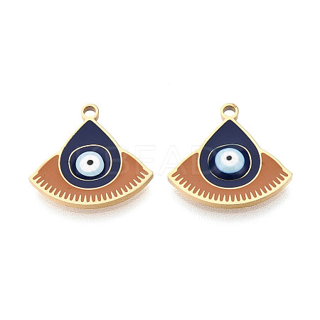 304 Stainless Steel & Enamel Evil Eye Pendants STAS-T073-16G-1