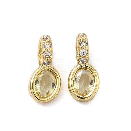 Brass Micro Pave Cubic Zirconia Charms KK-Q039-04A-G-1