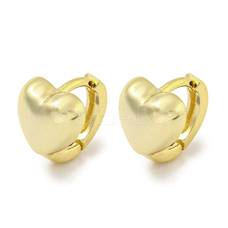 Heart Brass Hoop Earrings EJEW-L211-011F-G-1