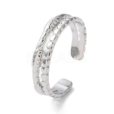 Non-Tarnish 304 Stainless Steel Double Line Open Cuff Rings LS-RJEW-D006-06P-1