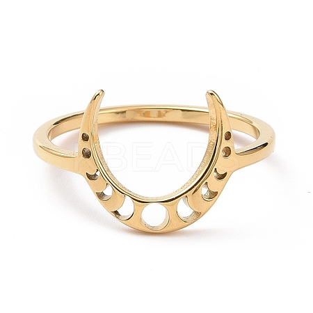 201 Stainless Steel Moon Phase Finger Ring for Women RJEW-A006-07G-1-1