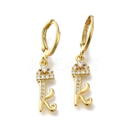 Brass Clear Cubic Zirconia Hoop Earrings EJEW-M045-01K-1
