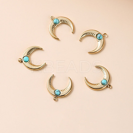 Bohemia Style Synthetic Turquoise Moon Charms LS-BOHO-PW0001-060A-01-1