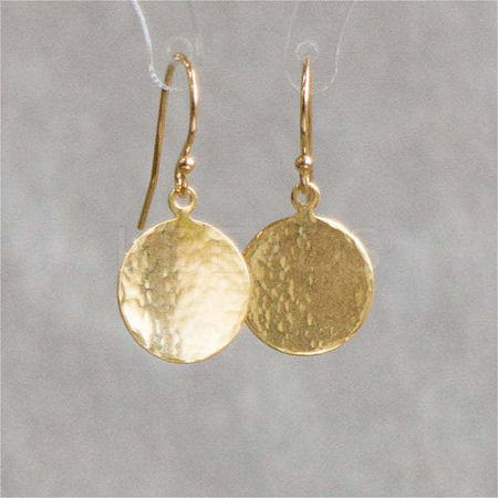 Hammered Textured Flat Round Alloy Dangle Earrings FS-WG8537A-02-1