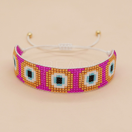 Handmade Evil Eye Glass Seed Bead Bracelets QL5198-3-1