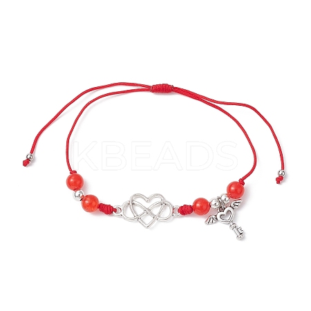 Natural Dyed White Jade Braided Bead Bracelets BJEW-JB09823-04-1